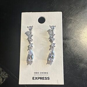 Express Silver Teardrop Earrings with Cubic Zirconia